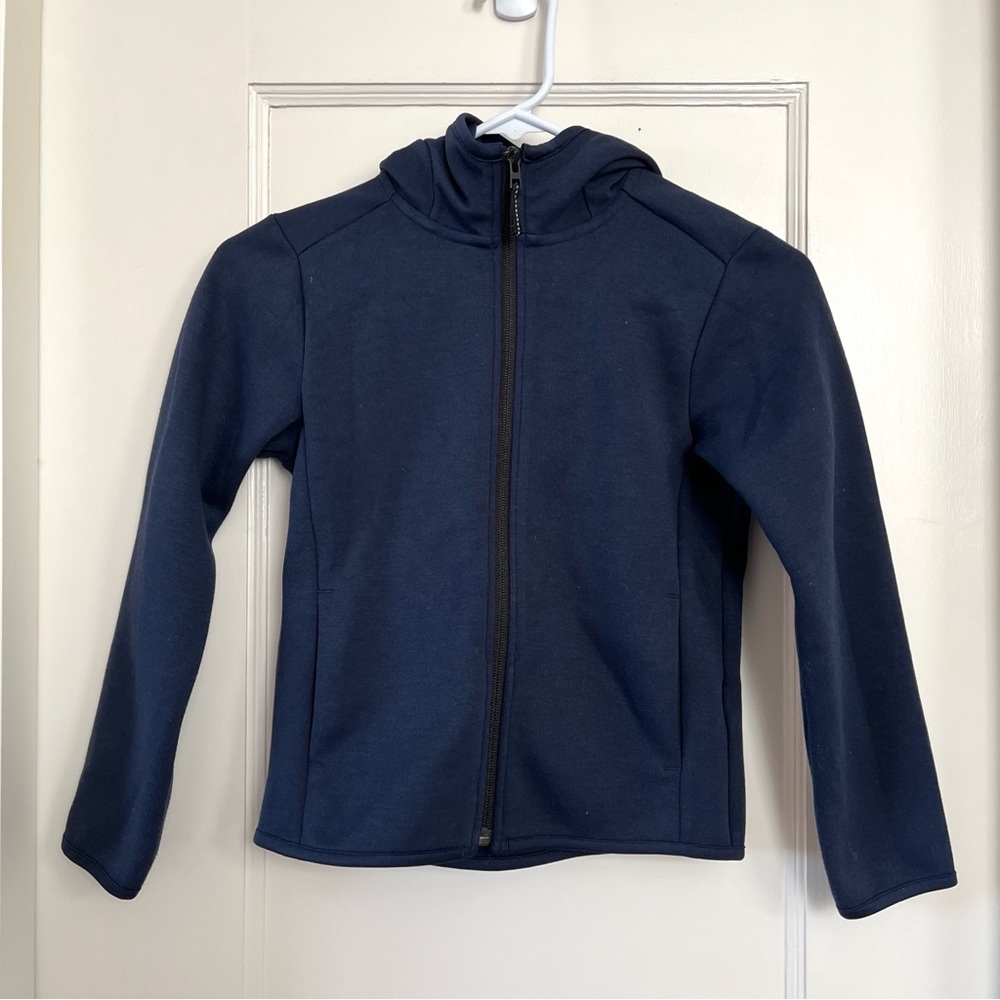 Uniqlo Kids Zip Jacket Hooded Soft Shell with Pockets Blue Sz 7/8